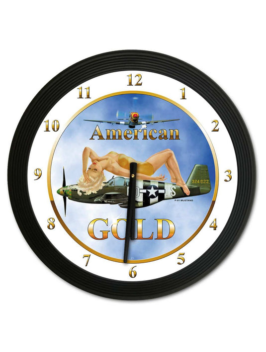 American Gold 18 x 18 Clock - C001