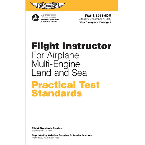 ASA Practical Test Standards: Flight Instructor Airplane Multi-Engine