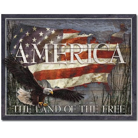 Land of the Free Tin Sign