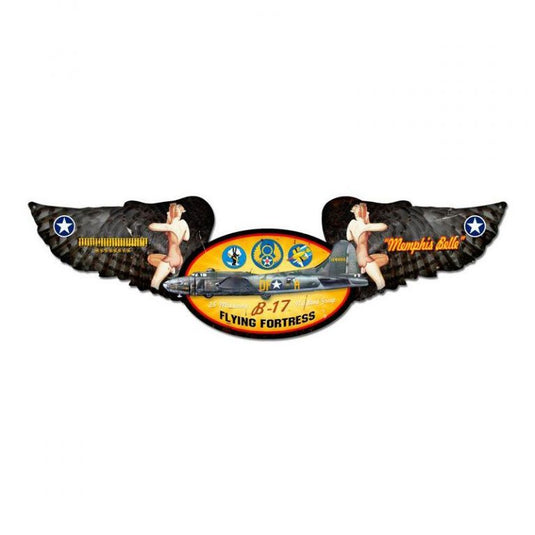 Memphis Belle Winged Oval Metal Sign - FE001